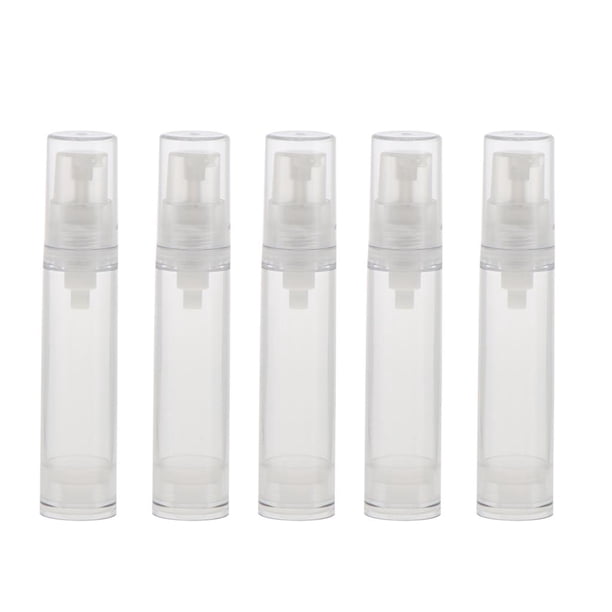 5 unidades. Botella con atomizador airless recargable para loción o crema. 8ml