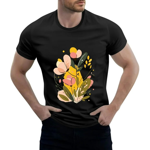 NAMTYQX Tshirts Shirts for Men Graphic Stretchy Flex Hawaiian Plus Size Crew Neck Lightweight Short Sleeve Casual Loose Mens Summer Shirts Black Size S