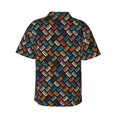 thumbnail image 3 of Haiem Retro Tape Printed Hawaiian Shirt for Men - Men’s Casual Beach Summer Shirts - Stretch Fabric with Modern Fit-Large, 3 of 9