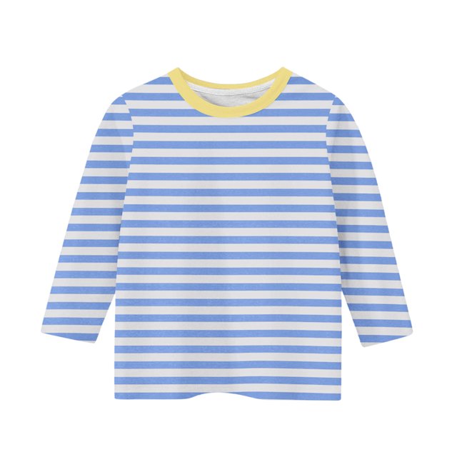 Amzcrzy Chandail en Molleton Rayé pour Enfants Bébé Manches 3/4 Col Rond Chandail en Molleton Bloc de Couleur Chandail Ample Décontracté Printemps Basique 3-11 Ans