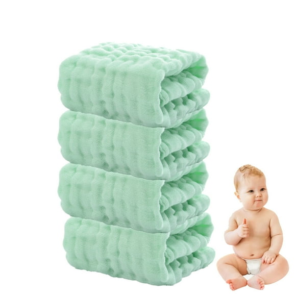 Lingettes en Mousseline pour Bébé - Débarbouillettes Douces, Serviettes de Bain Absorbantes pour le Visage, Lot de 4