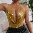 thumbnail image 4 of Sexy Halter Body Chain for Women Cowl Deep V Neck Camisoles Sparkly Crop Tank Tops Festival Nightclub Outfits, 4 of 7