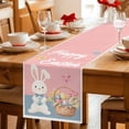 thumbnail image 5 of Happy Easter Table Runner 48 Inches, Cute Bunny Colorful Eggs Spring Flowers Pink Blue Bed Runner Dresser Scarves Tabletop for Indoor Outdoor Parties/Ceremony/Banquet, 13" x 48", 5 of 8