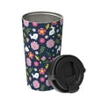 thumbnail image 2 of Picia Floral Rabbit Pattern 500ml Carry Insulated Coffee Mug, Stainless Steel Travel Mug with Hidden Handle, Leak-Proof for Car, Office, Home, and Outdoor Use, 2 of 8