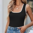 thumbnail image 6 of Women's Square Neck Sleeveless Tank Top,Colorblock Casual Fit Summer Top,Breathable Slim Layering Camisole for Daily Wear,Vacation,Office Black XXL, 6 of 8
