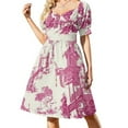 thumbnail image 2 of Toile de Jouy Pink Chinoiserie Tea House Pagoda Sleeveless Dress Prom gown sexy short dresses daring, 2 of 7