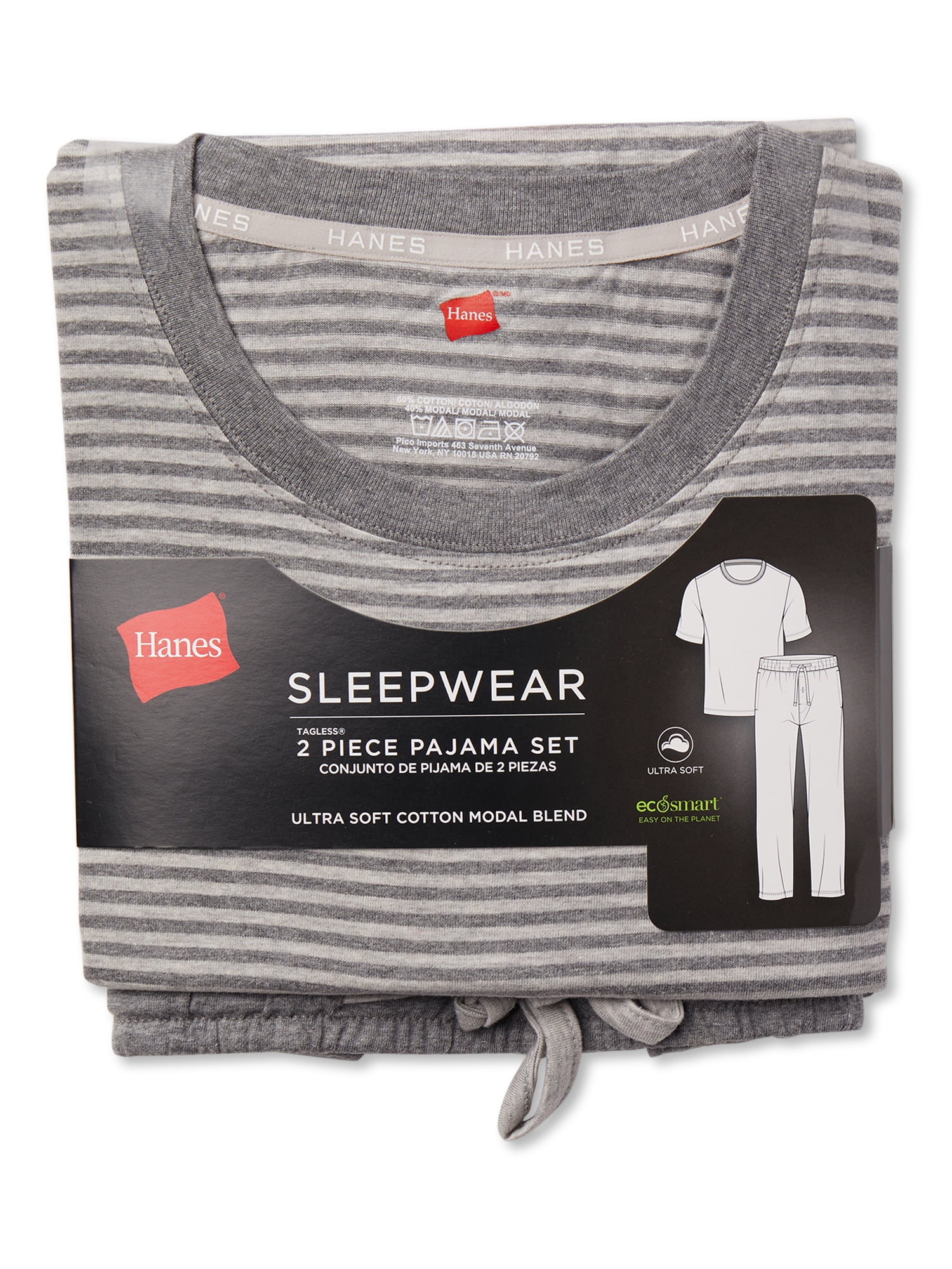 Hanes Short Sleeve Crew Neck Solid Striped Pajamas Men s 2 Piece Set Walmart