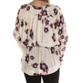 thumbnail image 3 of FREE PEOPLE $108 Womens New 1424 Ivory Floral Gathered Long Sleeve Top S B+B, 3 of 3