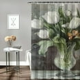 thumbnail image 2 of JEUXUS Farmhouse Distressed White Tulips Shower Curtain Multiple Sizes Durable and Washable White, 2 of 6