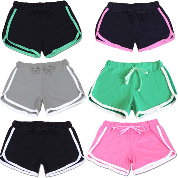 Fast Drying Drawstring Women Shorts Casual Color Block Elastic Waist Short Pants