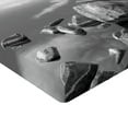 thumbnail image 2 of Ambesonne Autumn Fitted Sheet, Rock in Lake Shore, Full Size, Black White, 2 of 3