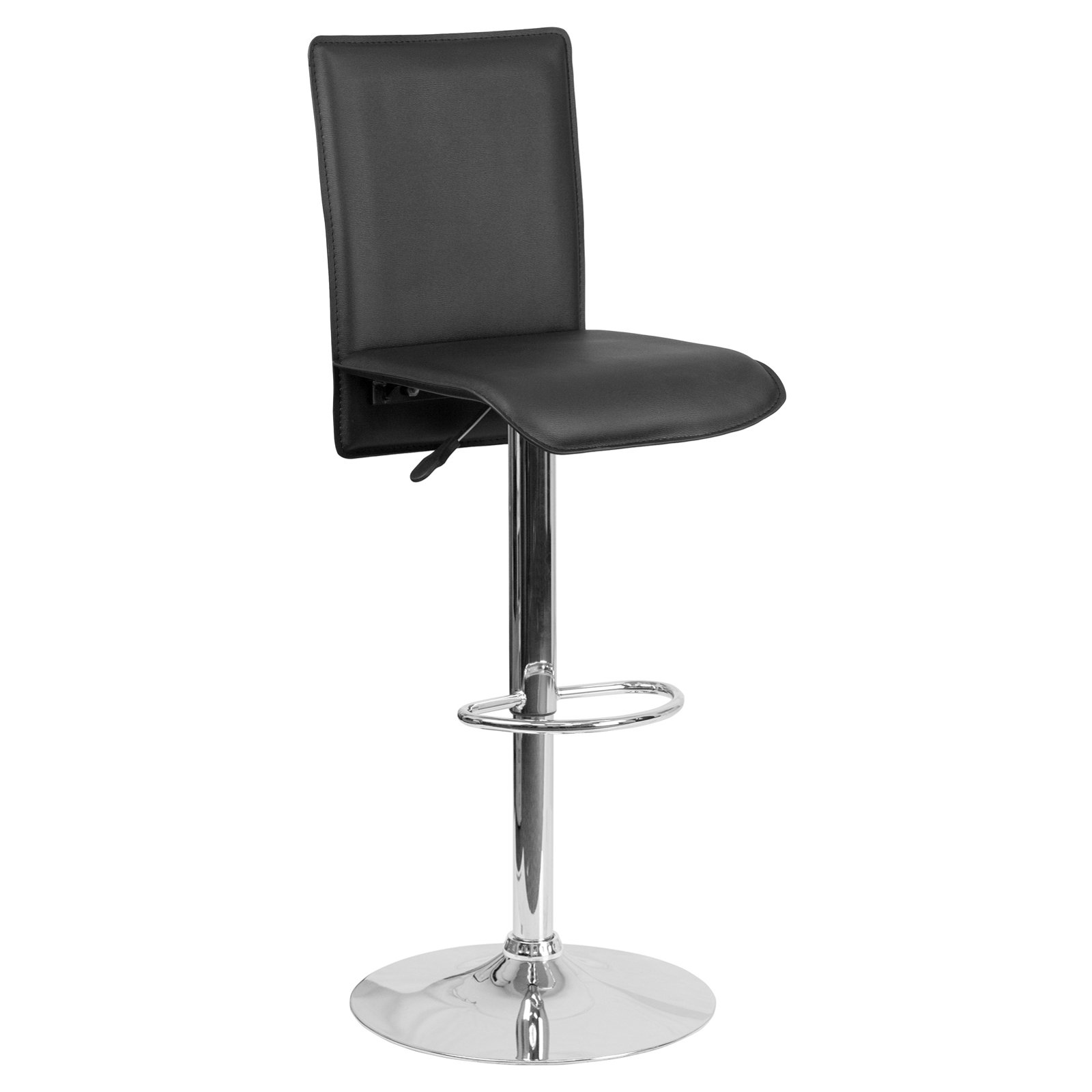 Flash Furniture Contemporary White Vinyl Adjustable Height Barstool with Extended Back and Chrome Base - image 2 of 2