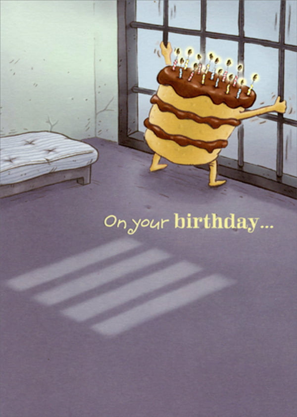 Designer Greetings Cake Inside Jail Cell Funny / Humorous Birthday Card -  