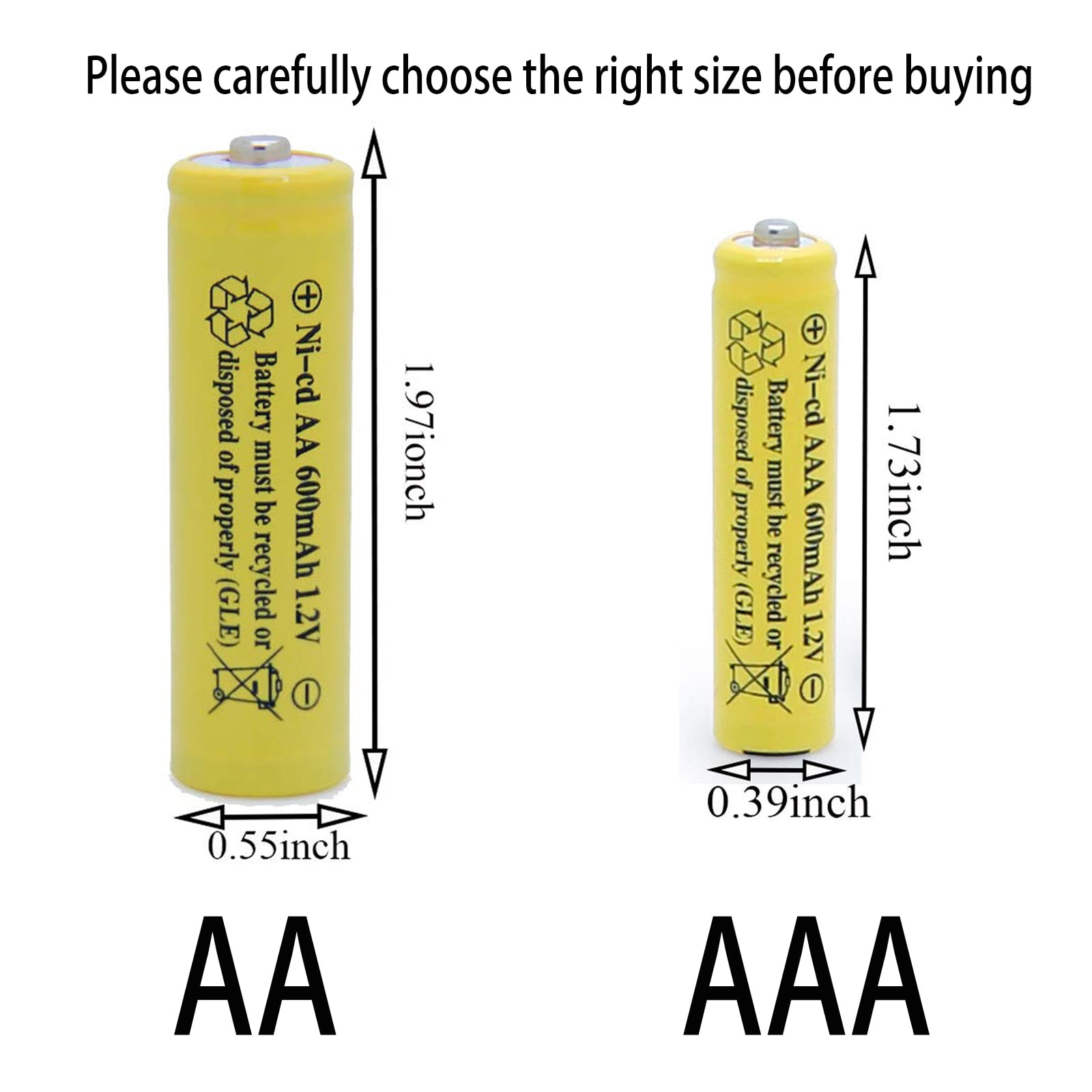 AA 600mAh 1.2v Nicd Rechargeable Batteries for Outdoor Garden Solar Lights 24 Pack