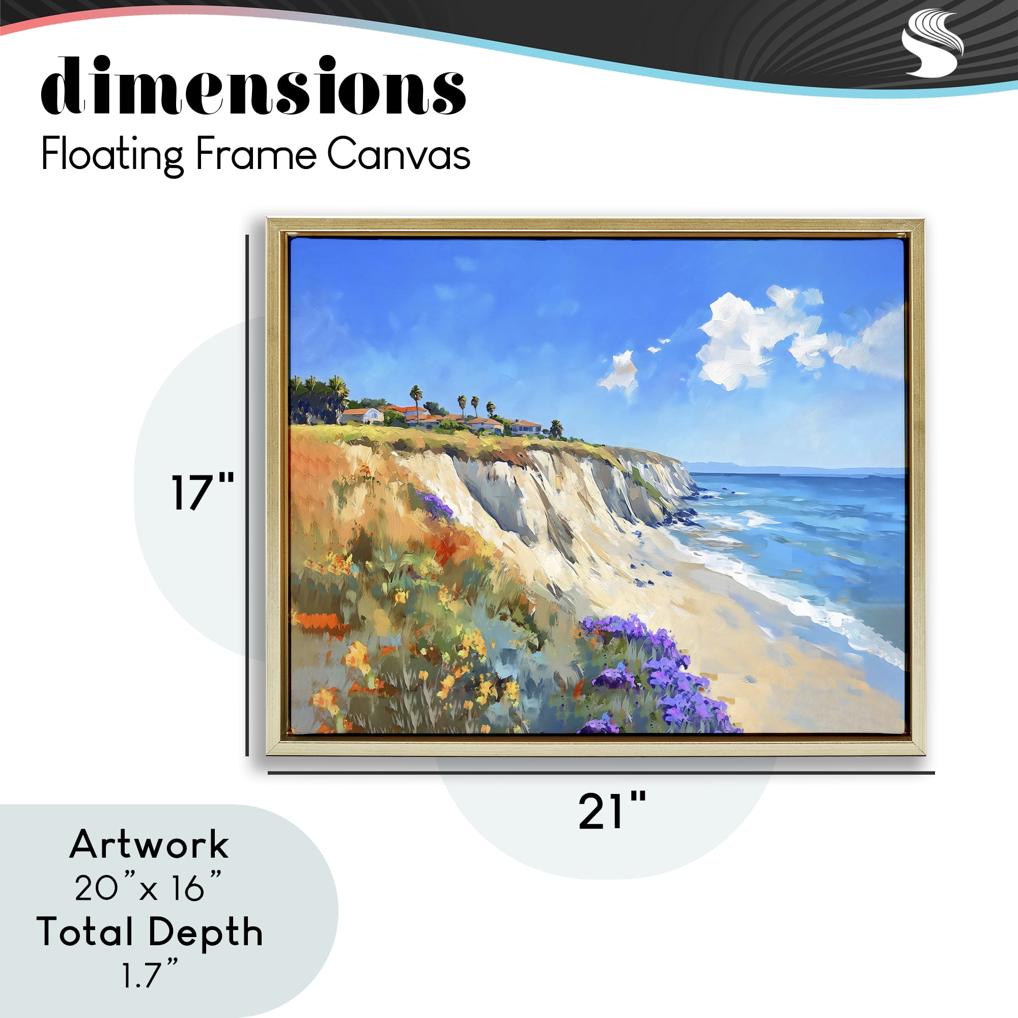 Stupell Industries Coastal Wildflower Field Gold Framed Floater Canvas Wall Art, design by The Prints Vibe