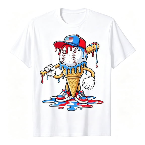 KHONTS Baseball Printed T Shirts for Boys Girls Kids Tees Short Sleeve Summer Tops,Size 2-13 Years White 160