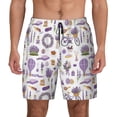 thumbnail image 2 of Picia Lavender Flowers pattern Mens Swim Trunks with Compression Liner Stretch Beach Shorts Quick Dry with Zipper Pockets No-Chafing Board Shorts-, 2 of 9