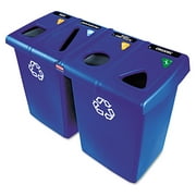 Rubbermaid Commercial Glutton Recycling Station, Four-Stream, 92 gal, Blue by RUBBERMAID COMMERCIAL PROD.
