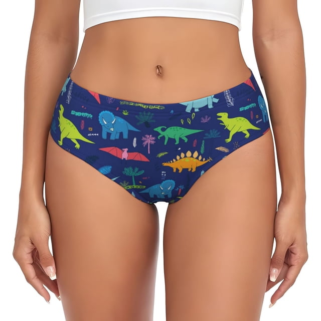 Fotbe Dinosaurs Adventure Calzones Estampados para Mujer – Ropa Interior de Algodón, Cómoda, Suave y Elástica-Small