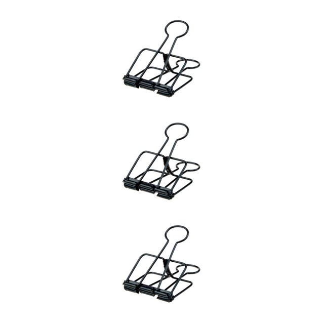 stanreset 1/2/3 20 Pieces Metal Paper Clip Anti-rust Unfading Solid Color Replacement Home Office File Examination Papers Clips Black 19mm 3PCS