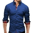 thumbnail image 1 of Camisa de manga larga azul rey, cuello de solapa, corte ajustado, transpirable y cómoda para el trabajo o los viajes, talla XL, 1 of 5
