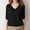 Black, variant on Women's Mid Sleeves Summer Tops Solid Color V Neck Short Sleeve Knit Loose Casual Shirt
