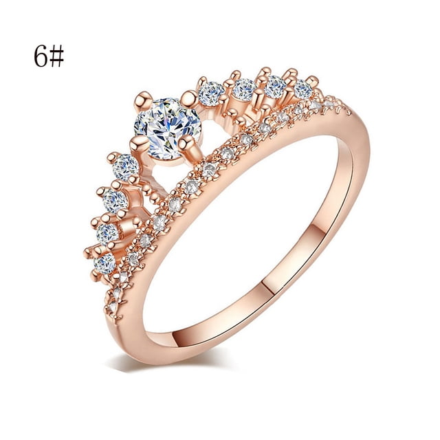 Fiudx Anillo Elegante, Impresionante Diseño de Cristal En Oro Rosa, Accesorio Deslumbrante Estilo Princesa, Regalo Perfecto para Ella, Declaración de Moda o Ocasión Especial, Belleza Atemporal.
