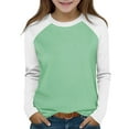 thumbnail image 1 of HVOBTTY T-shirt Décontracté à Manches Longues pour Tout-Petits, Garçons Filles Mode Décontractée Bloc de Couleur Manches Longues Col Rond Ensemble pour 2-15 Ans Vert Menthe, 6 Ans, 1 of 4