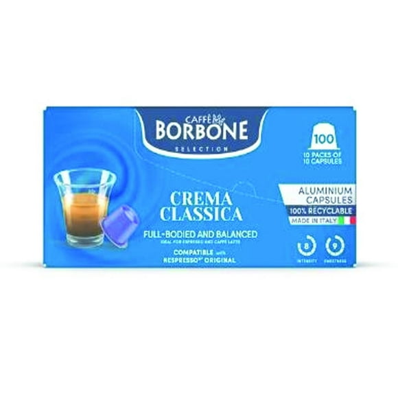 100-pack - Caffè Borbone capsules (compatible with Nespresso® machines) - Crema Classica (8/10)