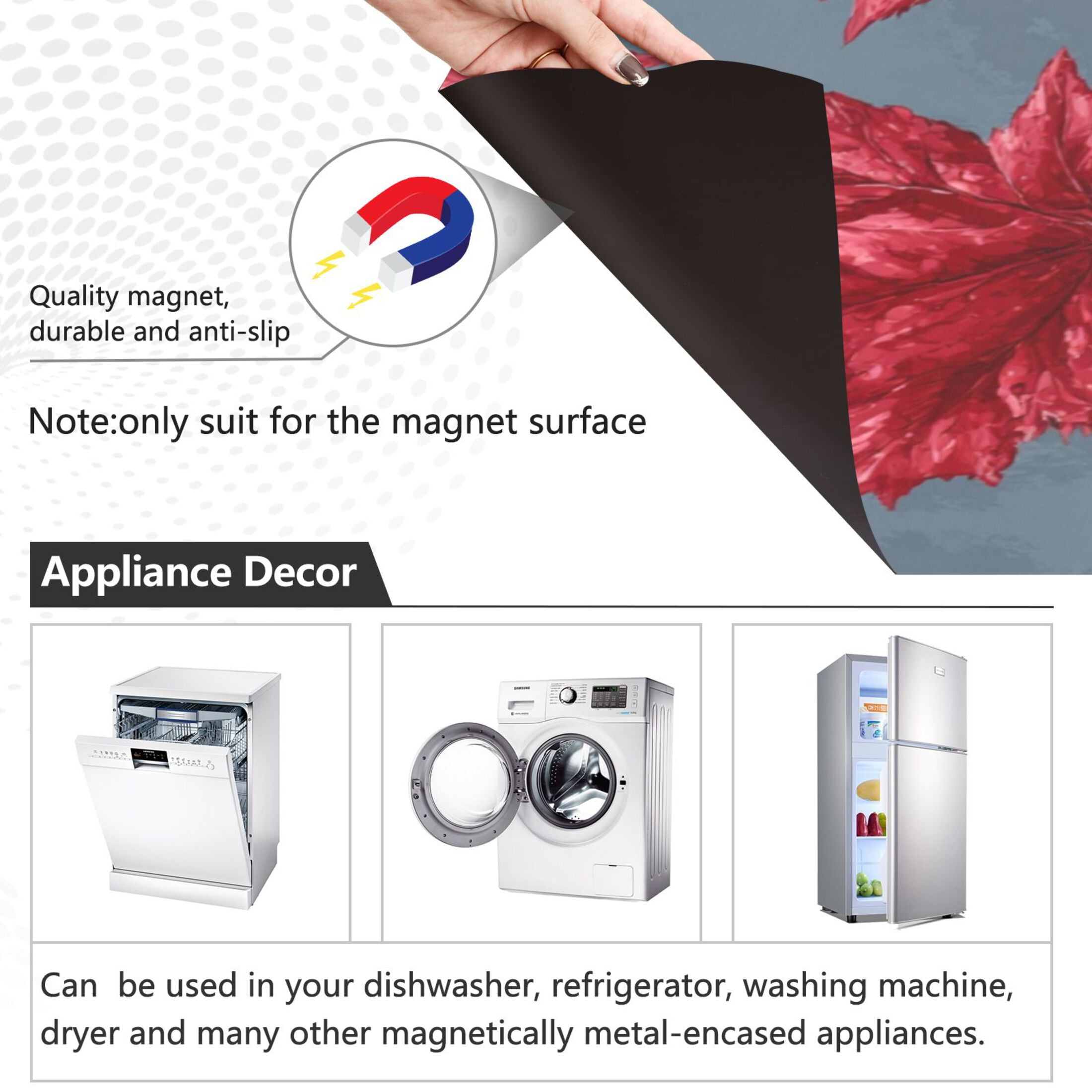 Dishwasher Sticker Magnetic Dishwasher Sticker Magnetic Decorative Sticker Refrigerator Sticker Dishwasher Decorative Stickers Red Maple Leaf Cute