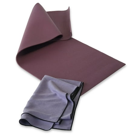 YogaRat RatMat Yoga Mat & Yoga Towel Set, Violet Mat and Purple/Black