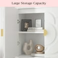 thumbnail image 6 of Tolead Modern Sideboard Buffet Cabinet with Flower Pattern Panel, 6 Shelves, White, 6 of 8