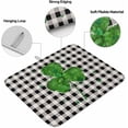 thumbnail image 2 of St. Patricks Day Dish Drying Mat for Kitchen Counter Shiny Green Shamrocks Plant Black Plaid Absorbent Microfiber Quick Dry Pad Non Slip Drainer Mats 18x24 Inch, 1 Pack, 2 of 6