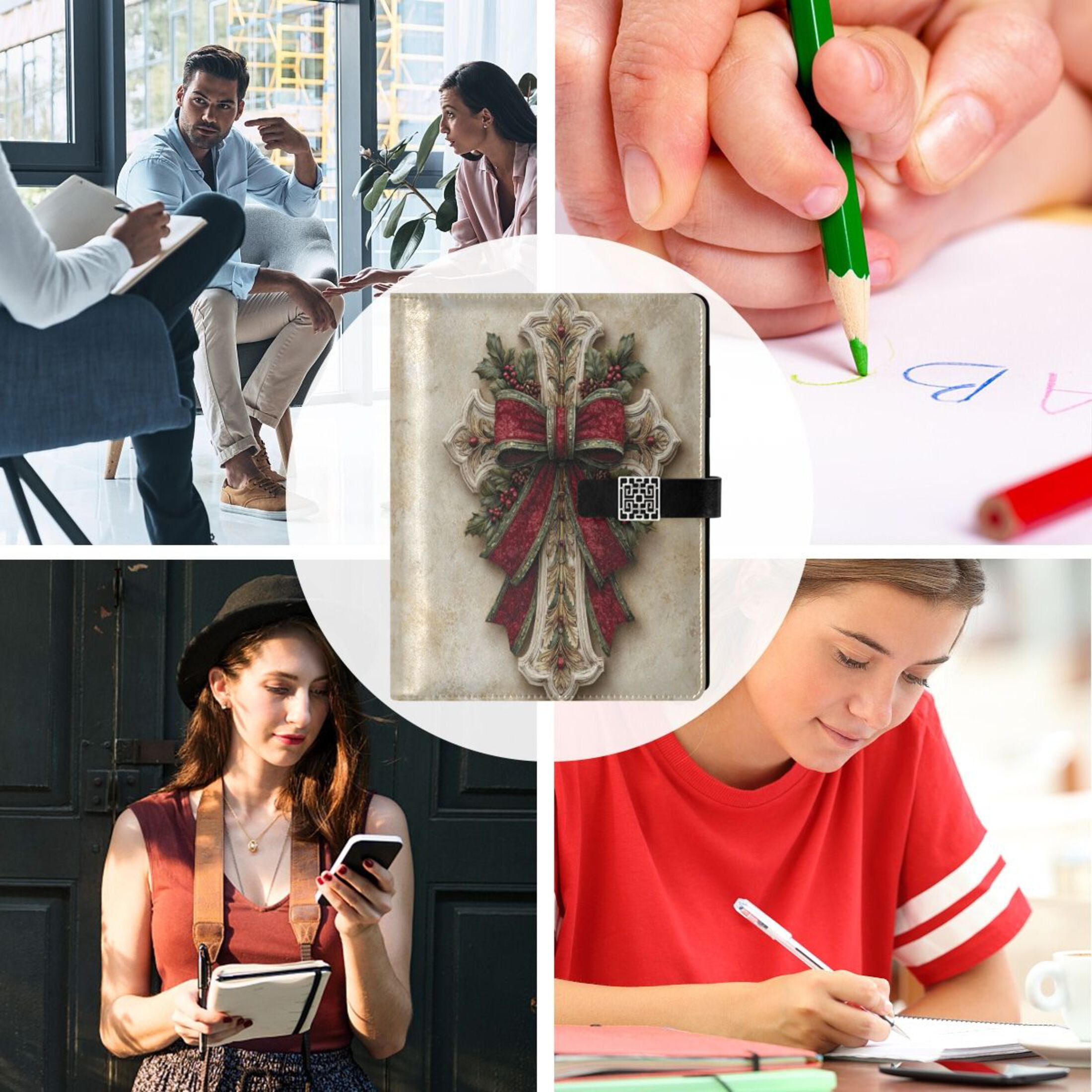 Leather Planner Leather Notebook Notebook Journal Binder Design Pen Pocket Design Convenient for Storage Beautiful Christmas Cross