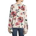 thumbnail image 2 of 1.STATE Womens Printed Cascade-Sleeve Pullover Blouse, Pink, X-Small, 2 of 2
