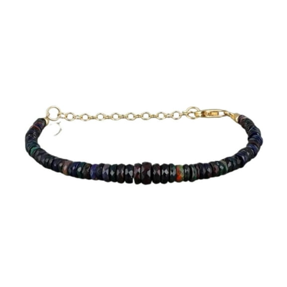 Gems In Silver Adjustable Gemstone Beaded 925 Sterling Silver Bracelet, Dark Blue