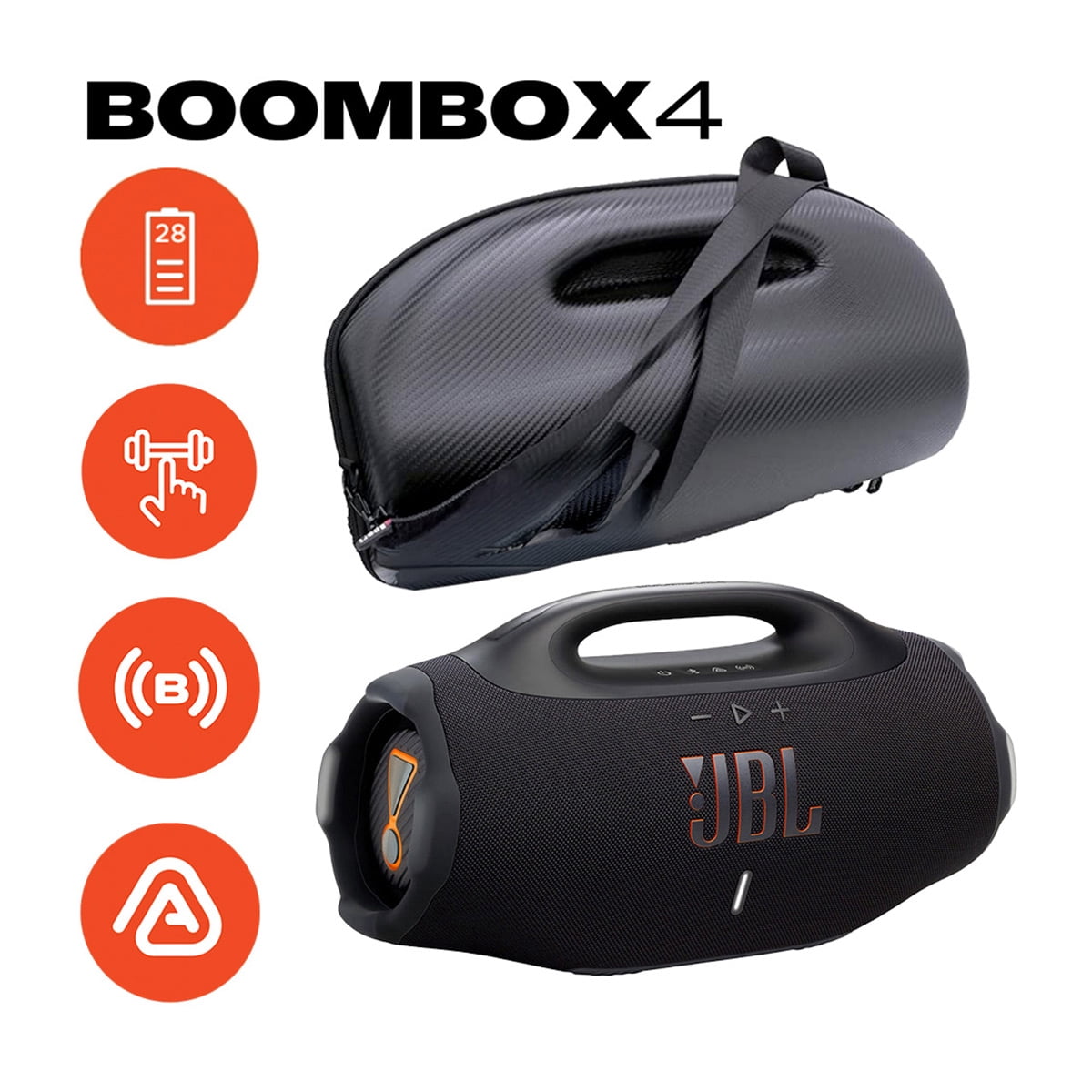 JBL Boombox 4 Waterproof Portable Bluetooth Speaker Bundle with gSport Case (Black)