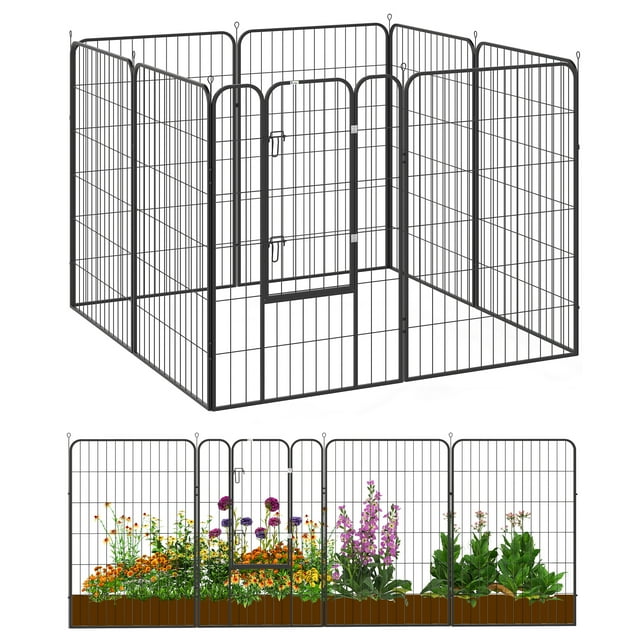 PawHut Parc pour Chien Robuste avec Porte pour Grands Chiens, 8 Panneaux, 47 Po H