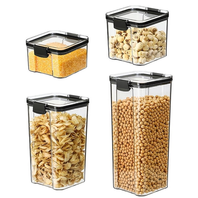 Tarro sellado transparente cuadrado engrosado, tarro de almacenamiento de granos para cocina, tarro de almacenamiento de té y bocadillos