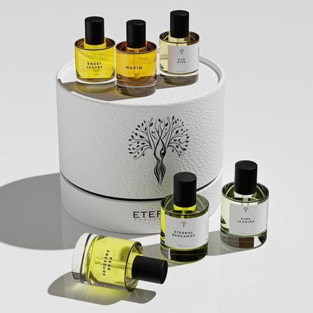 Eternal Perfume Oils Fresh Floral & Amber, 6-Piece Perfume Oil Gift Set for Women & Men, Alcohol-Free Long-Lasting, 3 x 1.69 fl oz + 3 x 1 fl oz Dropper Bottles
