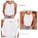 thumbnail image 3 of Top sin mangas con cuello redondo, camiseta sin mangas con tirantes gruesos y ajustados acanalados elásticos para entrenamiento deportivo, 3 of 4
