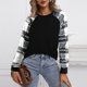 thumbnail image 3 of Casual Cuello Redondo Túnica Top Suelta Mujer Raglan Manga Larga Blusa Camisas para Uso Diario Negro XXL, 3 of 6