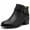 Black, variant on Ecetana Women's Chunky Low Heel Ankle Boots Round Toe Leather Western Short Booties with Side Zipper