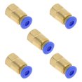 thumbnail image 1 of Conectores de aire de 5/32" con rosca hembra, accesorios de empuje únicos, conector rápido de línea de aire, plástico y metal, M5, 5 piezas, tono azul y dorado, 1 of 1