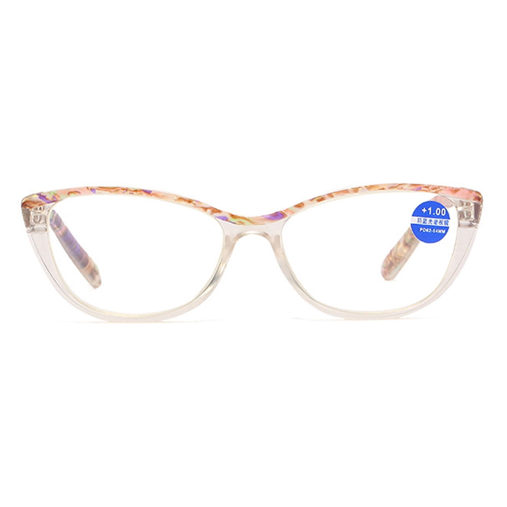 Fashion Reading Glasses Women HD Anti-Blue Light Presbyopia Glasses, Cat Eye Presbyopic Glasses Spring Hinge Readers +2.00