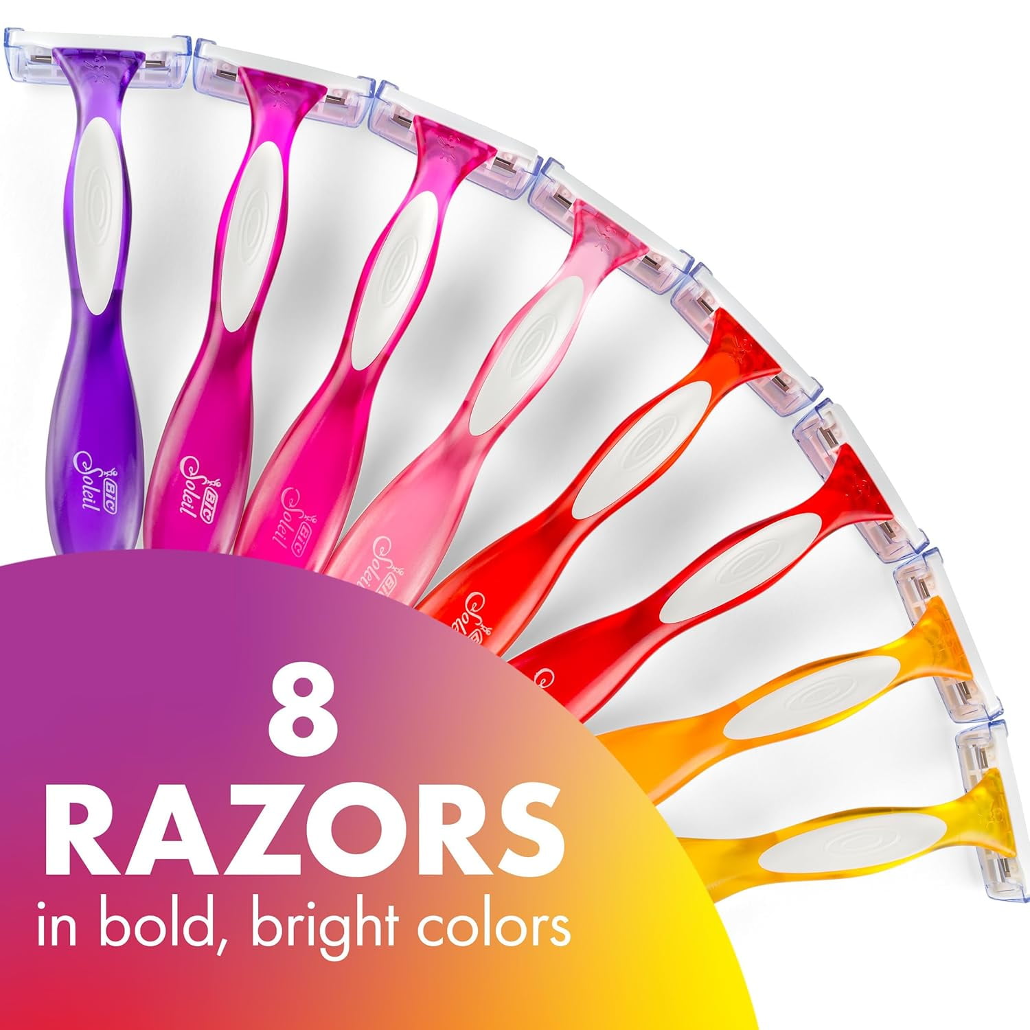 BIC Soleil 3 Colors Women's Disposable 3 Blade Razors, Colorful Handles and Moisture Strip, 10-Pack