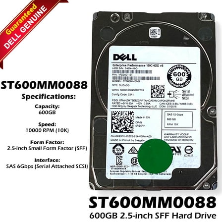 Pre-Owned Seagate ST600MM0088 600GB SAS 12Gb/s 10K 2.5inch Enterprise Hard Drive