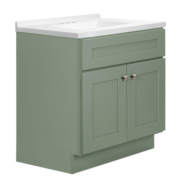 Brookings Bath Vanity Fully Assembled 31x22 - Sherwin Williams® Evergreen Fog Base and Camilla II Top