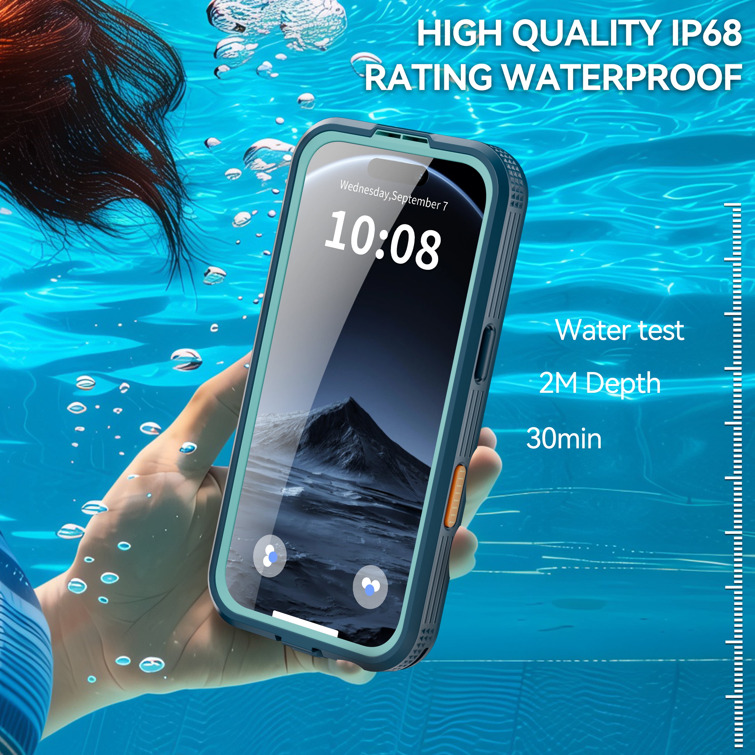 Dteck for iPhone 17 Pro Max Waterproof Case Compatible with MagSafe, Magnetic Waterproof Full Body IP68 Underwater Case Built-in Screen Protector Military Grade Shockproof Case for Men Women,Blue