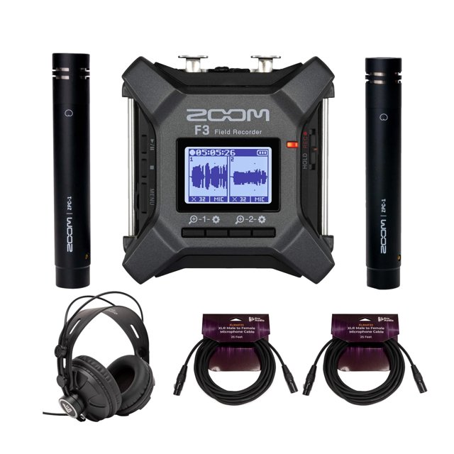 Zoom Grabadora de Campo Digital Multipista F3 con Micrófonos, Auriculares y Cables